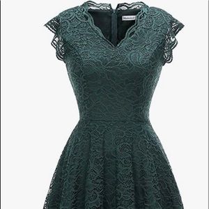 Green Lace High Low Dress